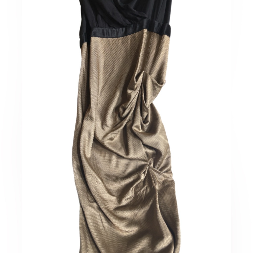 Alexander Wang Black and Gold Asymmetrical Cocktail Dress - Picture 2 of 6